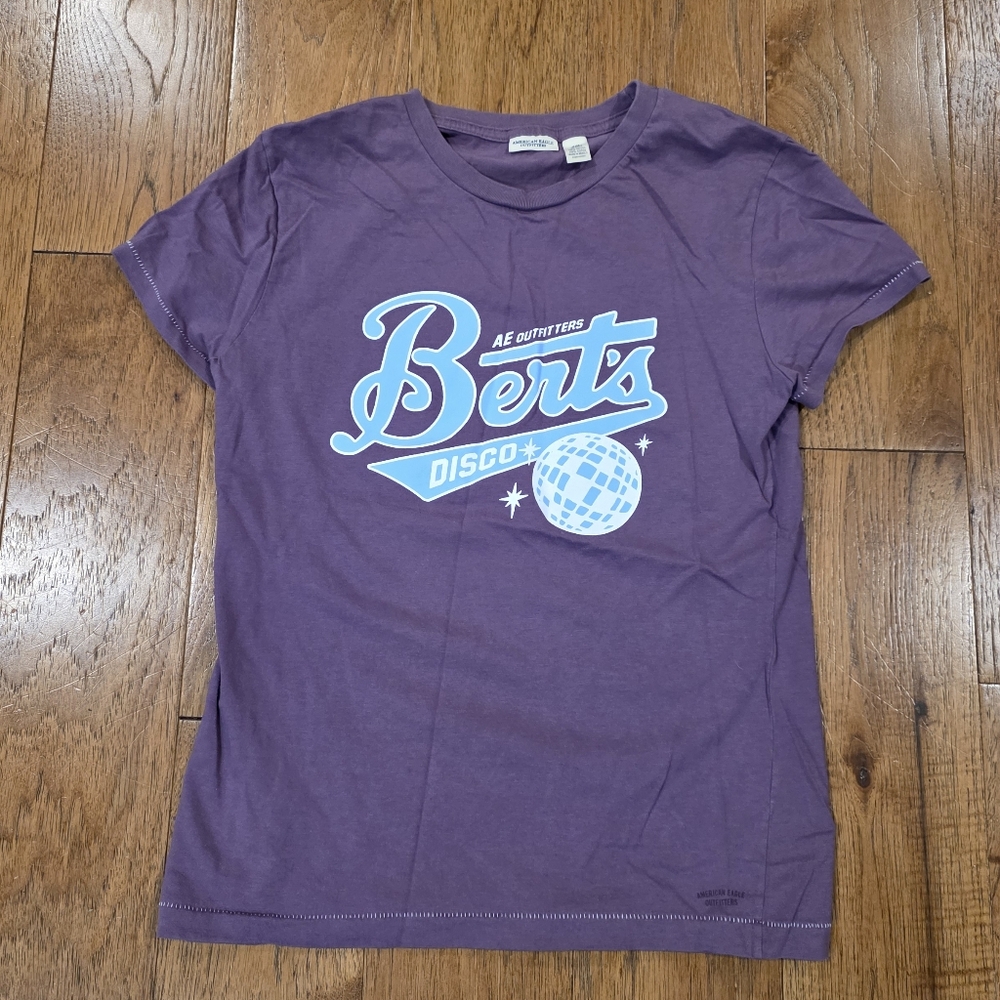 Vintage Y2k American Eagle Graphic Berts Disco Baby Tee Shirt Indie Sleaze. M